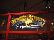 MAC Wonder Woman makeup display neon sign