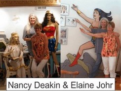 Nancy Deakin and Elaine Johr in the Marston Family Wonder Woman Museum